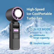 【6000mAh】Mini Turbo Fan with Light | 100-Speed Digital Display | Kipas Mudah Alih Kuat Boleh Cas & P
