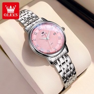 OLEVS Jam Tangan Perempuan Original Waterproof Quartz Stainless Steel Luminous Classic Fashion Ladie