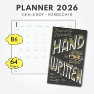 Greeting Life Chalk Boy 2026 B6 Slim Monthly Hardcover Black CD-1412-CB (Starts from December 2025),