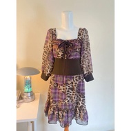 Gyaru Leo mix Tartan plaid vintage dress