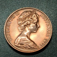 QE II Filled Lizard 2 Cent 1984