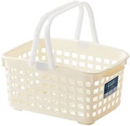Fudogiken F2597 Mini Light Basket, Ivory with Handle, Good Size for Bathroom Set Storage Width 8.7 x