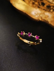 自信•活力•姻緣|公主紅寶石|天然無燒緬甸純銀日系多顆戒指