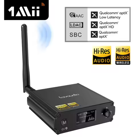 1Mii DS220 Bluetooth Receiver HiFi Audio aptx HD LDAC Bluetooth Audio Adapter for Home Stereo DAC Am