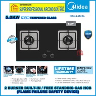 Midea Built in Gas Hob MGH-2432GL Glass Gas Cooker Hob with Safety Device