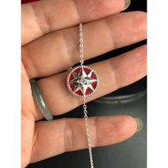 Silver bracelet with full engraving and Ag925 length 15 - 16.5 - 18 cm with red stone (ceramic tube)