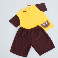 EDL Baby - Wangky Boys Bear Outfit | Children's Outfit: Yellow T-shirt and Brown Pants
