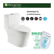 SRTWC8317-RL SORENTO ONE PIECE WATER CLOSET RIMLESS S-TRAP BOTTOM OUTLET 250MM - TOILET BOWL