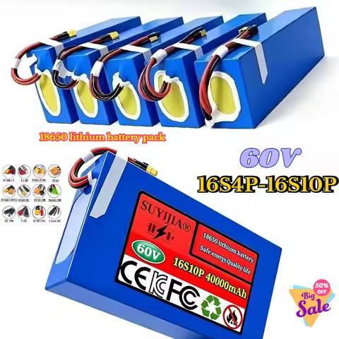 60v 40Ah Lithium Battery Pack 16S4P-16S10P 18650 500-2500W High Power Electric Vehicle Scooter Motor