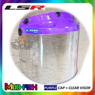 LSR PURPLE UNGU COLOUR 3 BUTTONS VISOR WITH CLEAR VISOR (818)