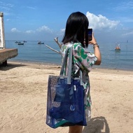 海軍藍網眼袋/購物袋/健身袋/雜貨袋/海灘袋/M尺寸