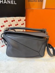 Loewe 羅意威 灰色 puzzle中號幾何包手提斜挎包 27cm  18年