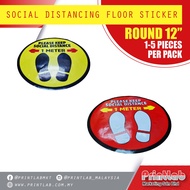 Social Distancing Floor Sticker, MCO Floor Sticker, Stiker Penjarakan Sosial, Round Floor Sticker 12