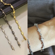 Chrome Hearts Chrome Hearts Chrome Hearts Chrome Hearts Cross Flower Inlaid Stone Bracelet Tricolor
