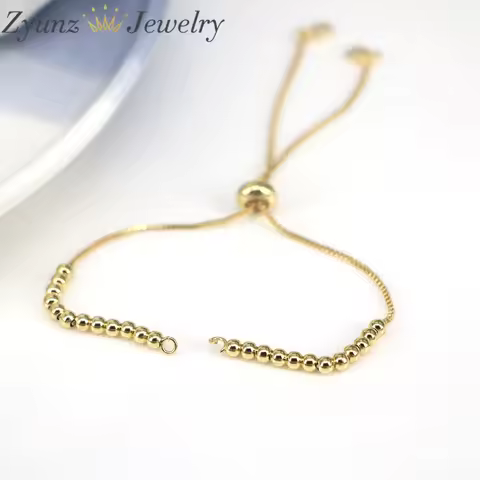 20pcs, Shiny Gold Adjustable Bracelet Chain, Half Finished Bracelet Gold Bead Chain Bracelet, Gold P