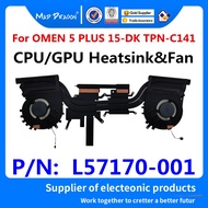 2023 Gratis Ongkir CPU แล็ปท็อปแท้ใหม่พัดลมฮีทซิงค์หม้อน้ำการระบายความร้อน GPU สำหรับ HP OMEN 5 PLUS 15-DK0019TX 15-DK 15-DK0021TX L57170-001 TPN-C141