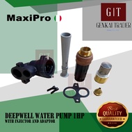 MAXIPRO Deep Well Water Pump 1HP with Injector and Adapter 100% PURE COPPER WINDING ITALY