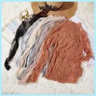 WITTE Women Lace Blouses, Floral Embroidery See-through Ladies Tops, Long Sleeve Black Shirt Transpa
