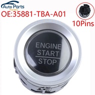 ใหม่จุดระเบิด Push Start Stop ปุ่มสำหรับ Honda Civic Sedan Hatch 2017-2021ปุ่มสวิทช์35881-TBA-A01 35