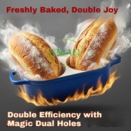 cast iron pot Cast Iron Enamel Bread Pot Thermal Cooker Baking Kuali Roti Double-hole enamel bread p