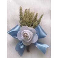 corsage boho with flower and pin dusty blue