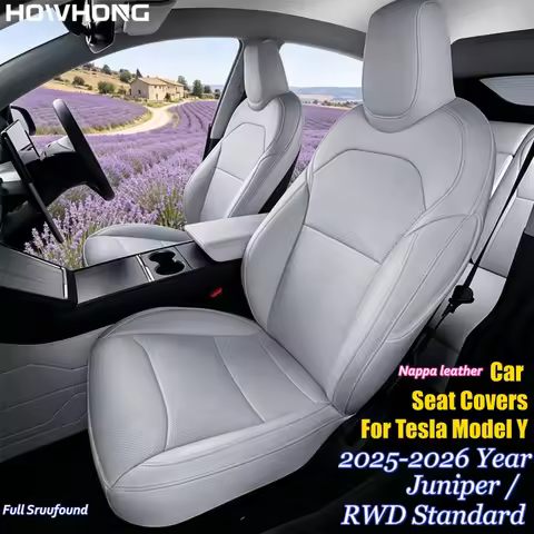 Car Seat Cover For Tesla Model Y Juniper RWD RWA Standard Half Set Nappa Leather or 8 Grade Anti Fou