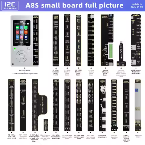 I2C A8S Intelligent Programmer For iPhone 6-15 Pro Max Battery Original Color True Tone Function Fin