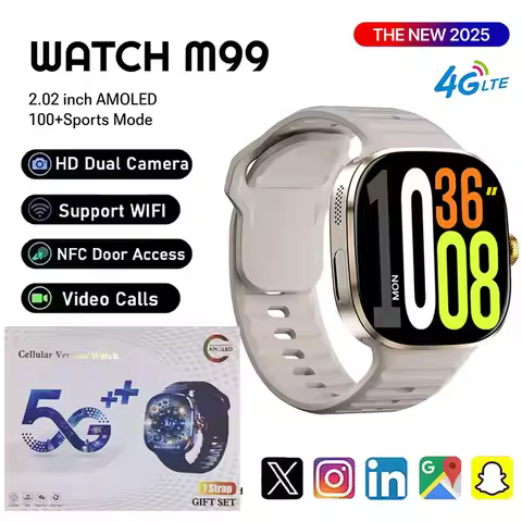 M99 5G Android Smartwatch - 2.4" AMOLED Screen, Rotary Camera for Photos/Calls, Dual SIM & WiFi Conn