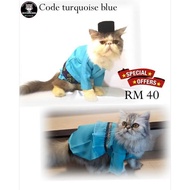 Baju raya kucing code turquoise blue