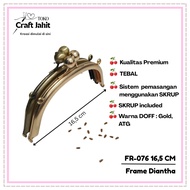 FR-076 | Diantha Frame| Frame Metal Clasp 16.5 cm | DOFF Curved Frame | Handmade Wallet Frame | Gold