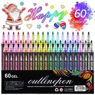 Color Marker Set Dreamy Dual Line Contour Marker Metal Pen Highlighter Glitter Marker