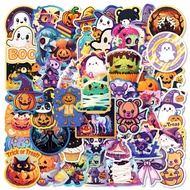 50 Pcs Cartoon Pumpkin Halloween Decorations Stickers, Lovely Witch Cute Ghost Bat Vampire Sticker, 
