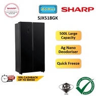 Sharp Side By Side Refrigerator Fridge 500L Glass Door Peti Sejuk Peti Ais Side By Side 冰箱 SJX518GK