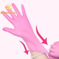 [RiseLargeS] 100 Pcs Nitrile Gloves Cleaning Disposable Nitrile Gloves Kitchen Dishwashing Gloves Fo