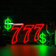 1pc Lucky 777 Neon Sign USB Powered LED Neon Sign for Room Decoration Suitable for Bar Party Game Ro