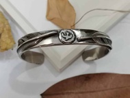 Stainless Steel Takahashi Goros Feather Bangle Bracelet.