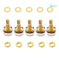 Mary 5pcs A500K Potentiometer Splined  Electric Guitar Bass Effect Amp Tone Volume