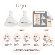 Hegen Teat ExtraSlow/ Slow/ Medium/ Fast/ Thick Feed Baby Newborn Infant - 2pcs Puting Susu Bayi Heg