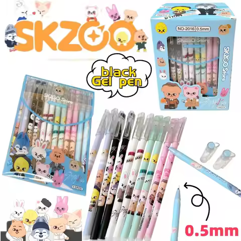 SKZOO Wolf chan Dwaekki Bbokari Cute Cartoon Gel Pen Neutral Pen for Student Writing 0.5mm Smooth No