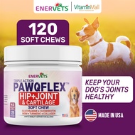 ✲Enervets PawQFlex Hip and Joint Supplement For Dog - Glucosamine Dog Supplement - 120 Chicken Flavor Treats for Dogs♜