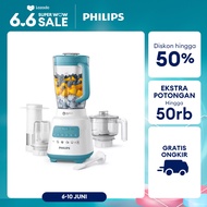 [EXTRA DISKON 50K] Philips Blender 5000 Series HR2223/60- Jar Plastik 2 L - Aksesoris Multifungsi -Chopper, Dry Mill, Filter- Problend Crush Technology - Mudah dibersihkan - Misty Blue