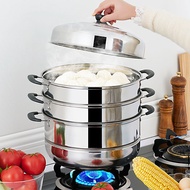 Stainless steel steamer with one, two, and three layers, thickened soup large steamer, induction cooker, gas pot, 24-32cm esy