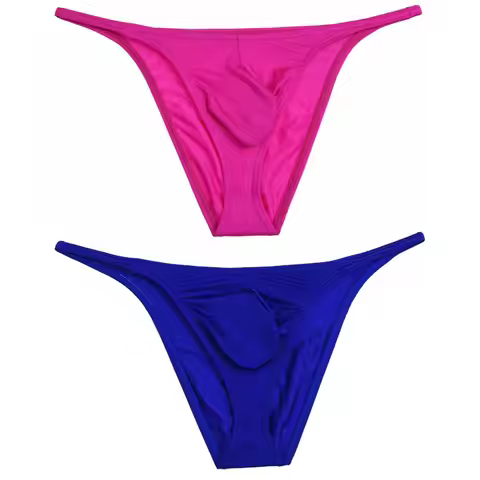 Men's Bikini Briefs Low-Rise Mini Thongs Soft String Underwear Cheeky Deep Pouch Panties Comfortable