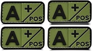 4 Pcs Blood Type A+ Medic Cross Patch,Rubber PVC 3D A POS Positive First Aid Kit Patch for Tactical 