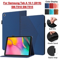 For Samsung Galaxy Tab A 10.1 (2019) SM-T510 SM-T515 T510 T515 10.1inch Tablet Protection Case Retro Embossed Prismatic Flip Leather Cover Fold Stand
