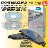 Subaru XV GP 13~17yr Forester IMPREZA GD9 CDA Toyota ZN6 GT86 Bendix Metal King Front Disk Brake Pad