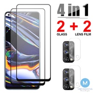 4 in 1 2 Pcs Tempered Glass 2Pcs Lens Full OPPO A16K A16 A15S A15 A12 A55 A54 A94 A74 A52 A92 A95 A53 A5S A7 A3S A12E A9 A5 Reno 6 5 6Z Z Pro 2020 2021 Screen Protector Glass Film