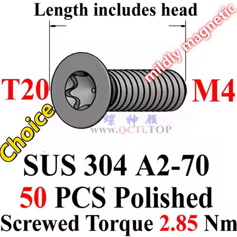 50pcs Flat Head T20 Driver M4 Stainless Steel screws M4x6 M4x8 M4x10 M4x12 M4x14 M4x16 M4x18 M4x20 I