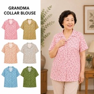 Baju Blouse Nenek Ibu Bunga Baju Kedah Baju Opah Collar/Women Flower Blouse Aunty Blouse Grandma Blo