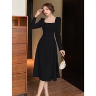 Black White Long Sleeve Prom Dress - Simple Korean Style | Plus Size